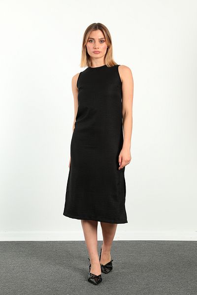 ModaPlaza Women's Slit Long Zero Sleeve Dress 5808