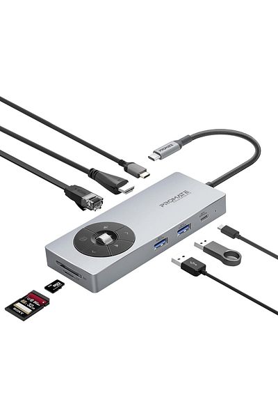 Promate موزع USB-C متعدد المنافذ عالي السرعة 14 في 1