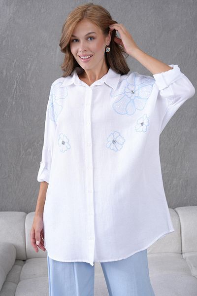 BURRASCA Embroidered Oversize Linen Shirt