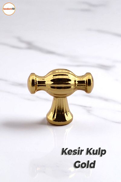 Badem10 Kesir Gold Buton de mâner din metal pentru mobilier Sertar Dulap de bucătărie Dulap Mânere moderne pentru uși