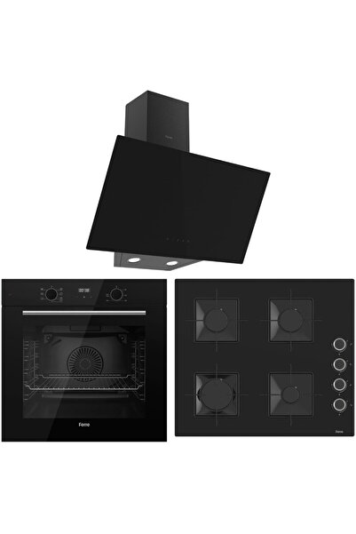 Ferre FlowArt QBL63CS-SS205-D077 7 Prog. Dijital Turbo Ankastre Set - Siyah