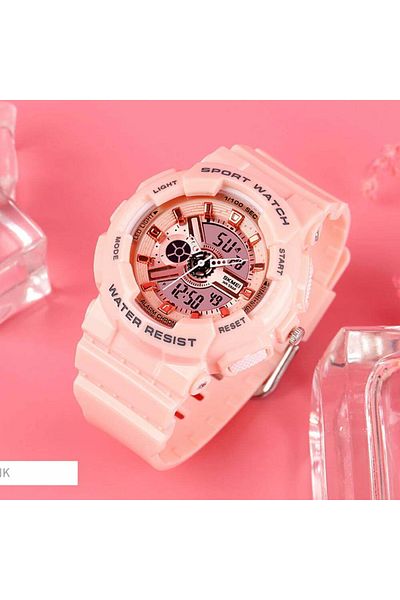 Skmei Women's shockproof watch SKMEI 1689 Dual Time analog and digital, Swimming, Chronograph Pink