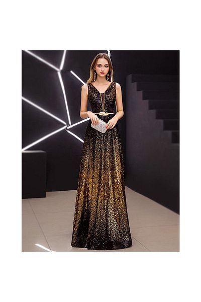 OEM Rochie de ocazie din paiete negre si aurii