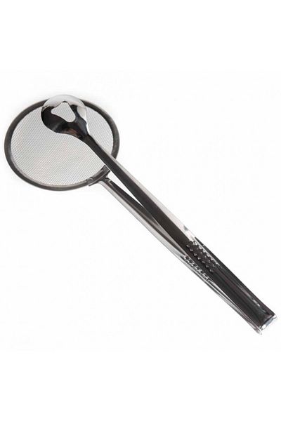 wei inox Kitchen tongs, with sieve, stainless steel, 29x10 cm