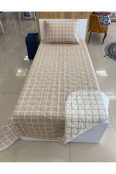 VİLERA HOME Plaid Double Way Pillow with Case 155*215 Multi-Purpose Bedding Cover