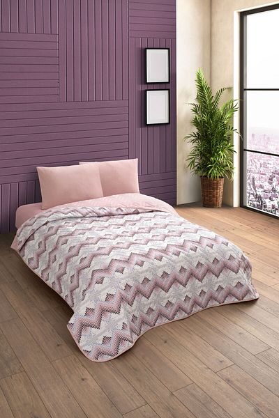 Formeya Double Patterned Quilted Double Sided Colorful Pique Bedspread Set 200X230 cm (Without Sheets)