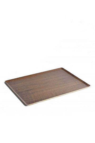 Trust Pro Trust Rectangular Natural Walnut Wood Veneer Serving Tray Dark Brown 43X32CM