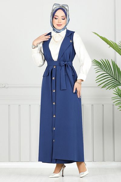 ModaMerve Σετ Hijab με διπλό γιακά 23100UKB929-M Navy
