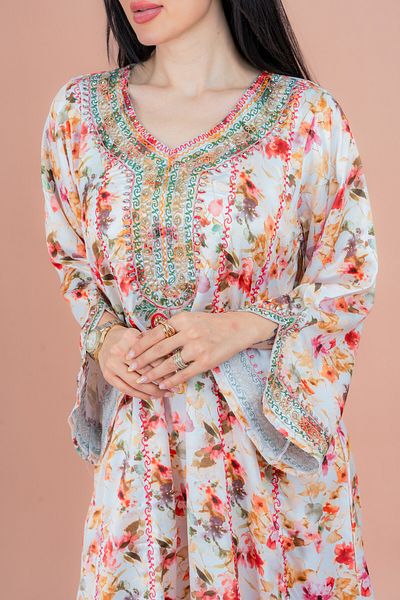 IKKXA Embroidered Printed Jalabiya