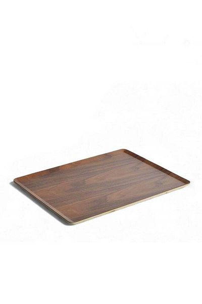Trust Pro Trust Rectangular Natural Walnut Wood Veneer Serving Tray Dark Brown 36X28CM