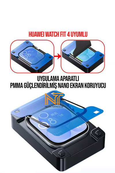 Nezih Case Huawei Watch Fit 4 Pro Uyumlu Uygulama Aparatlı PMMA Güçlendirilmi...