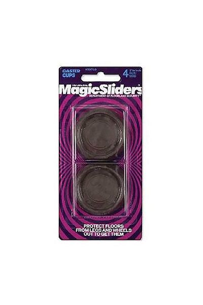Magic Sliders أكواب دائرية من السجاد مكونة من 4 قطع باللون البني