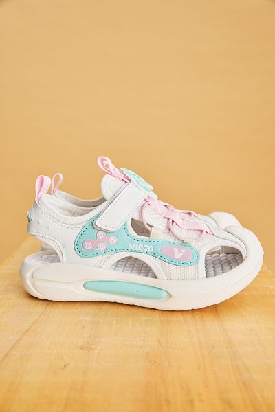 Vicco Rocket Lighted Girls Preschool White Sandals