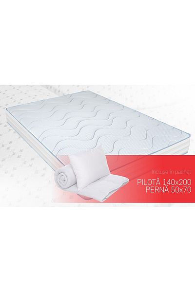 Green Future Saltea Argentum Therapy Plus 90x200 Cm, H 23 Cm, 14 6 Memory Arctic Gel, Husa Cu Ioni De Argint
