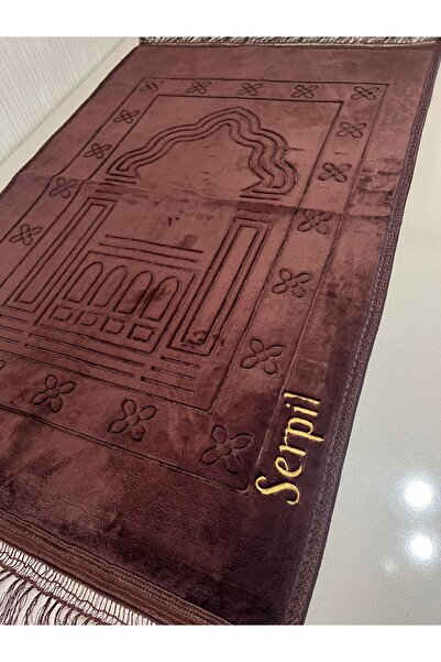 YİGİTECH isme özel nakış işlemeli peluş seccade kişiye özel hazırlanır 120x80 cm kaymaz taban ve yumuşacık