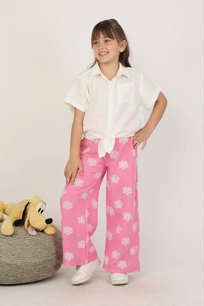 UKA GİYİM Girl's Muslin Shirt and Pants Set
