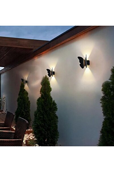 fullreyon 3 Adet Elektrikle Çalışır, 6 Watt Amber Işık Ledli Kelebek Duvar Aplik İç ve Dış Mekan IP65 Aplik