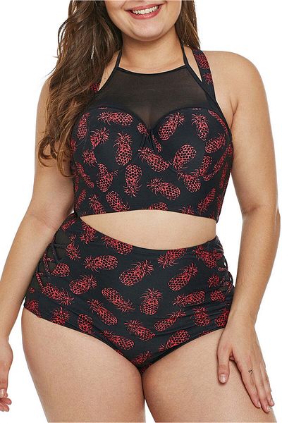 WildFashion 2-piece swimsuit with pineapple print SW597P-115 3XL