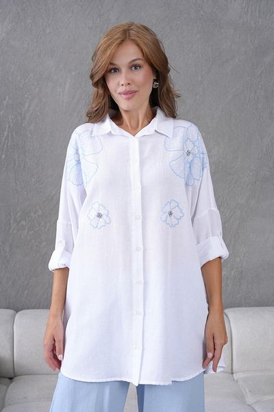 BURRASCA Embroidered Oversize Linen Shirt