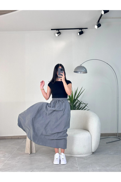 Kyra Studios Gray Long Fabric Skirt 8010