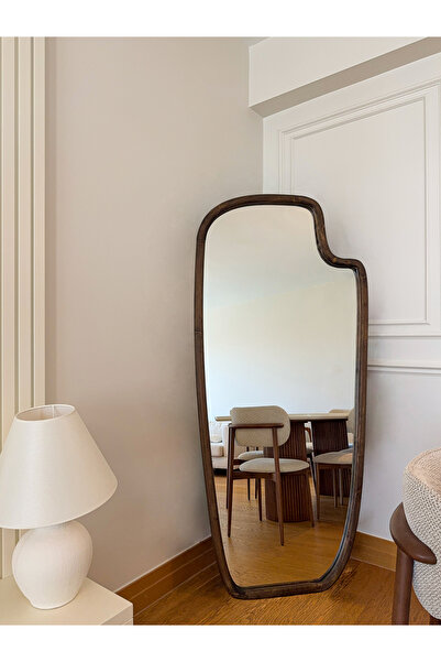 EFFE YAPI DEKOR DOĞAL AHŞAP ÇERÇEVELİ 180X80 CM ( CEVİZ ) AYAKLI BOY AYNASI