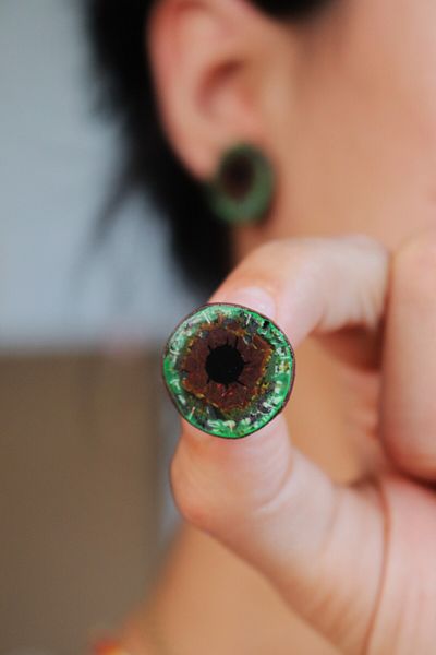 Gizy Store Polymer Clay Small Size Retina Eye Earrings, Green Eye Earrings, Brown Eye Earrings, Custom Design Gift