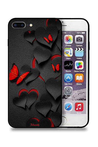Tolwak غطاء حماية لجهاز Apple iPhone 7 Plus بنقشة قلوب وفراشات