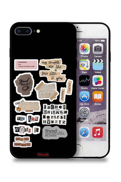 Tolwak جراب حماية لجهاز Apple iPhone 7 Plus مع ملصقات اقتباسات الحظ السعيد