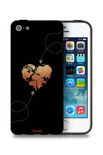 Tolwak غطاء حماية لجهاز Apple iPhone 5/5s/SE برسومات طائرات تلامس القلب