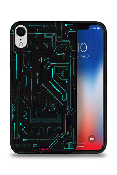 Tolwak جراب حماية لجهاز Apple iPhone XR - دوائر فنية رقمية - شاشة متعددة