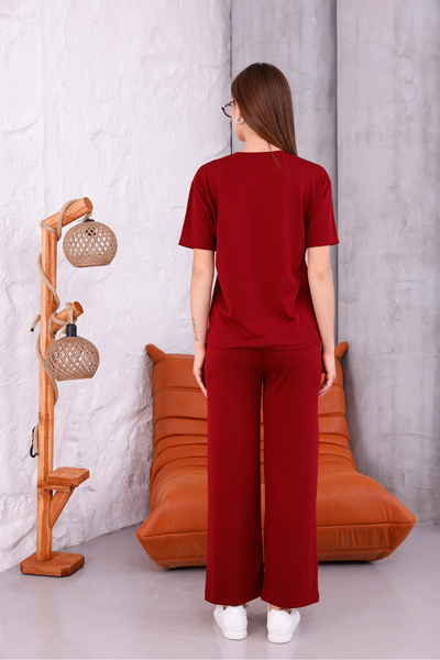 Sfg Life Moda Women's Crew Neck and Lycra High Waist Double Combed Cotton Bottom-Top Set