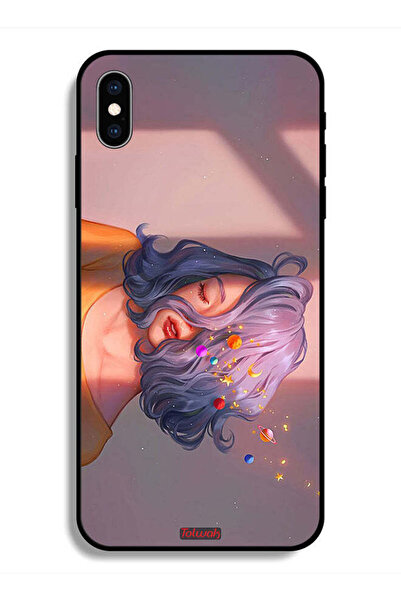 Tolwak جراب حماية لهاتف Apple iPhone X - فتاة وفن الفضاء