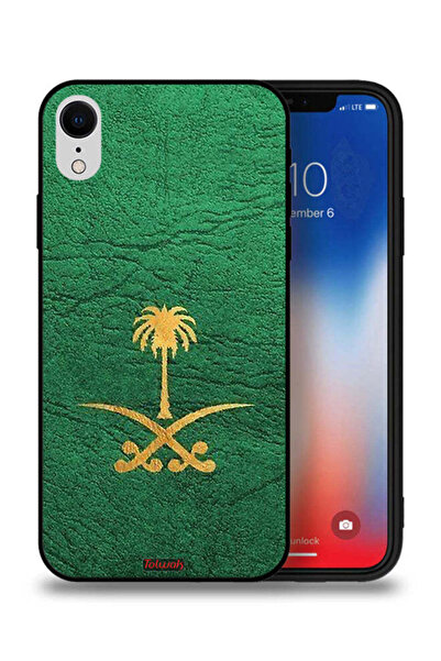 Tolwak جراب حماية لجهاز Apple iPhone XR من الجلد مع علامة المملكة العربية الس...