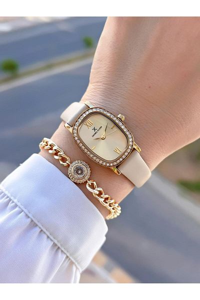 Daniel Klein Leather Cord 30 Mt Water Resistant 2 Years Warranty Women Wrist Watch+Bracelet Bfg13943.2