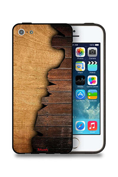Tolwak غطاء حماية لجهاز Apple iPhone 5/5s/SE بنمط خشبي عتيق