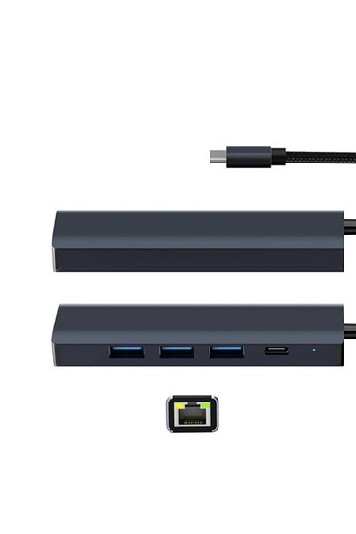 Ally Byl-2302 5 in 1 Type-C to USB + Type-C + Ethernet Converter Replicator - Teio3609-683