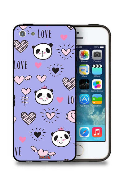 Tolwak غطاء حماية لجهاز Apple iPhone 5/5s/SE برسومات Love And Panda Doodle