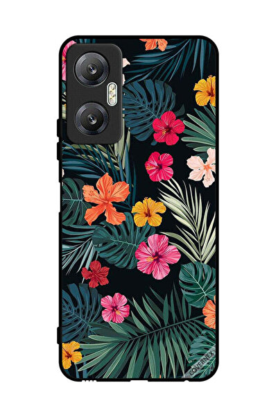 Covernex غطاء حماية لهاتف إنفينيكس هوت 20 - زهور متعددة الألوان وريش أخضر داكن