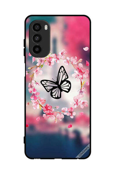 Covernex غطاء حماية لهاتف موتورولا موتو جي 82 - فراشة على شكل حلقة زهور