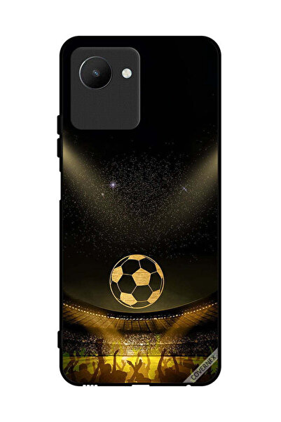 Covernex غطاء حماية لهاتف Realme C30s، خلفية فيلم كرة قدم كلاسيكية باللون الأسود