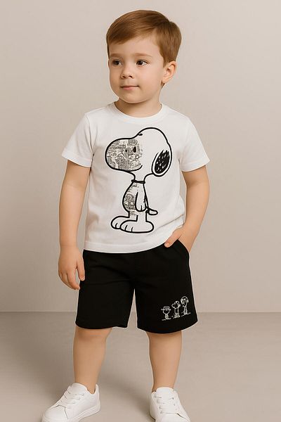 CemBebe Boy's Summer Combed Cotton Jesus Sleeve T-Shirt Shorts Set