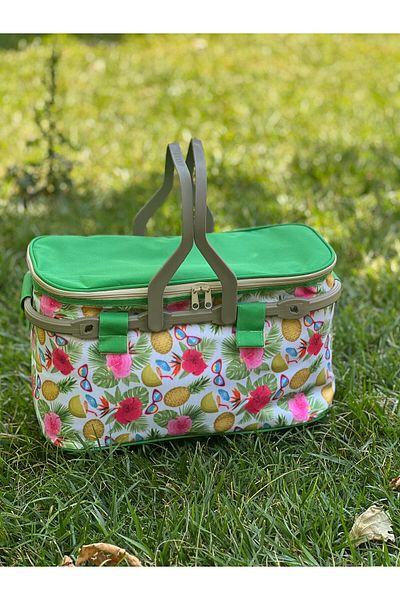Kale Termos İcemax 25 Lt Glasses-Pineapple Pattern Insulated Picnic Basket