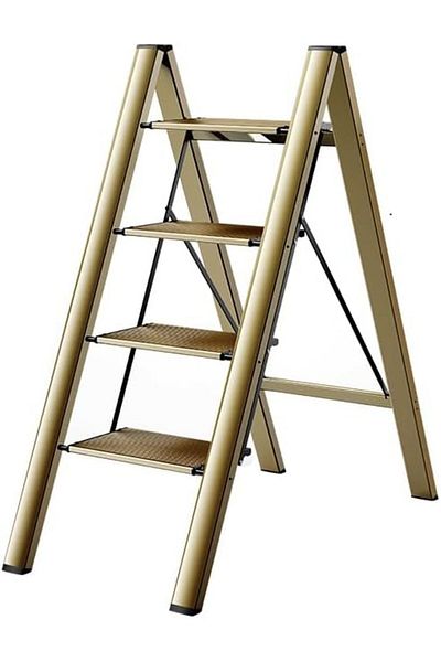 Sunrise Power Industerial Ladder Aluminum Folding Step, Anti-slip Sturdy And Wide Pedal Lightweight 4 Steps