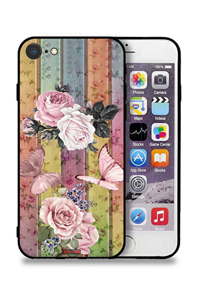 Tolwak Apple iPhone 7 Protective Case Peach Butterflies And Roses