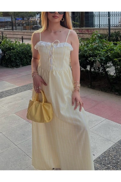 SUNSHINE Pötikareli Sarı Elbise