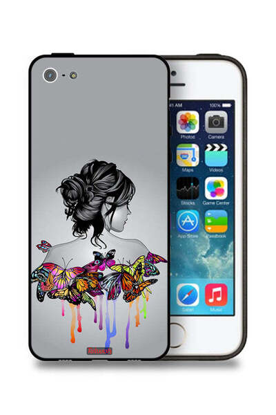 Tolwak غطاء حماية لجهاز Apple iPhone 5/5s/SE برسومات فراشات وفتاة فنية تجريدية