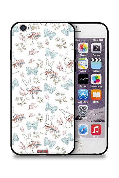 Tolwak غطاء حماية لجهاز Apple iPhone 6 Plus/6s Plus بطبعة أرنب وفراشات