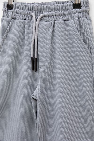 Cansın Mini Gray Elastic Waist Pompom Fabric Basic Boy's Shorts 21168