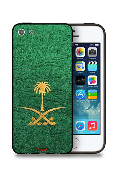 Tolwak غطاء حماية جلدي لجهاز آيفون 5/5s/SE من آبل، يحمل شعار المملكة العربية ...