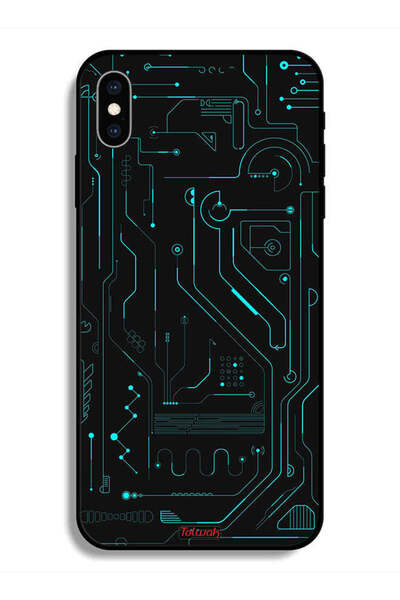 Tolwak حافظة حماية لجهاز Apple iPhone X دوائر فنية رقمية بسيطة متعددة الشاشات